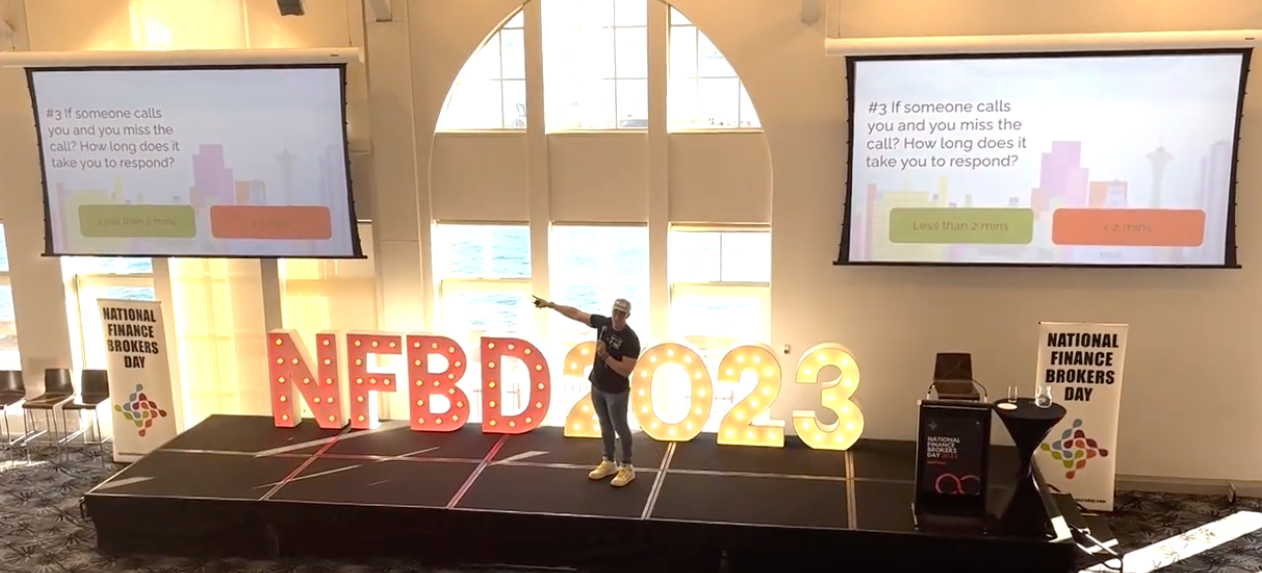 Steve Corney on stage at National Finance Brokers Day 2023